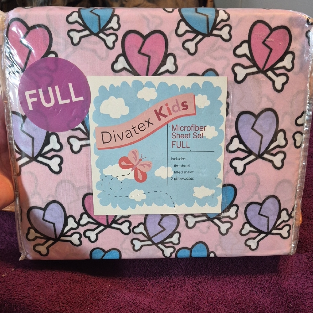 Divatex Kids Full Pink and Purple Heart Sheet Set